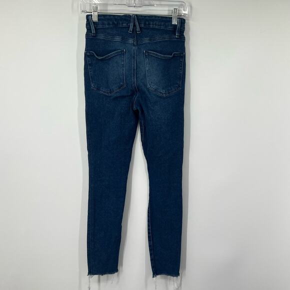 Good American Good Waist High Rise Skinny Jeans Raw Hem - Picture 6 of 8